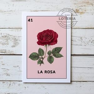 La Rosa Lotería Art Print – Mexican Folk Art, Traditional Lotería Card